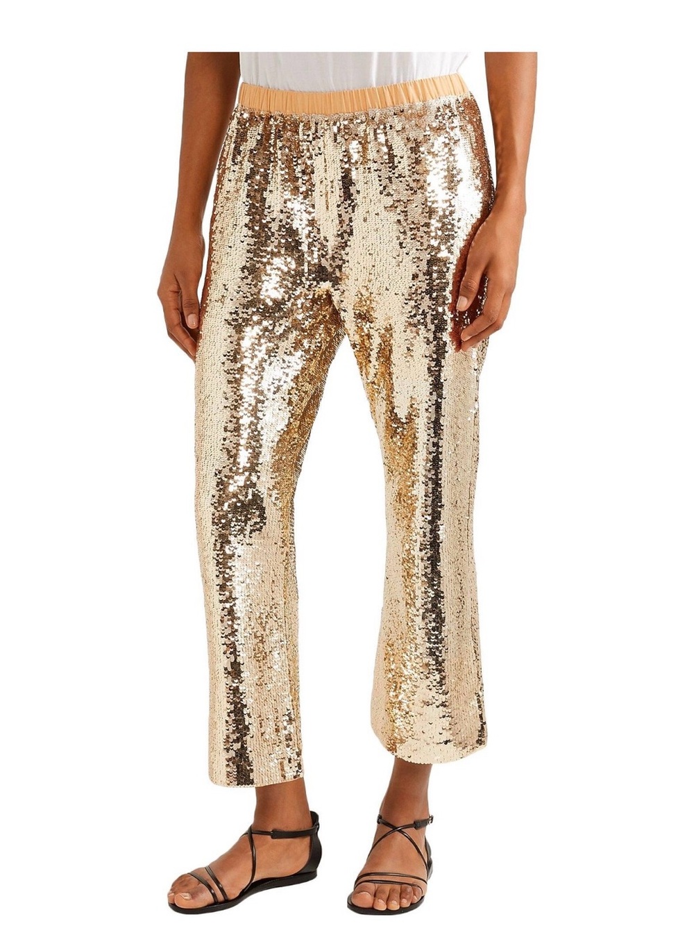 FIGUE
Pants
M (INT) - Gold Sequin Elastic-Waist Crop Pants